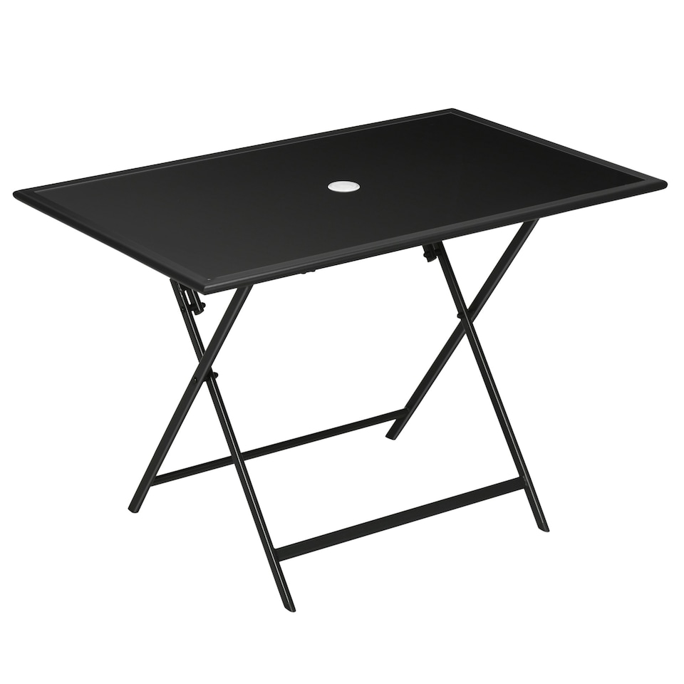 image 1 of Outsunny Folding Rectangular Garden Dining Table for 6 with Hole