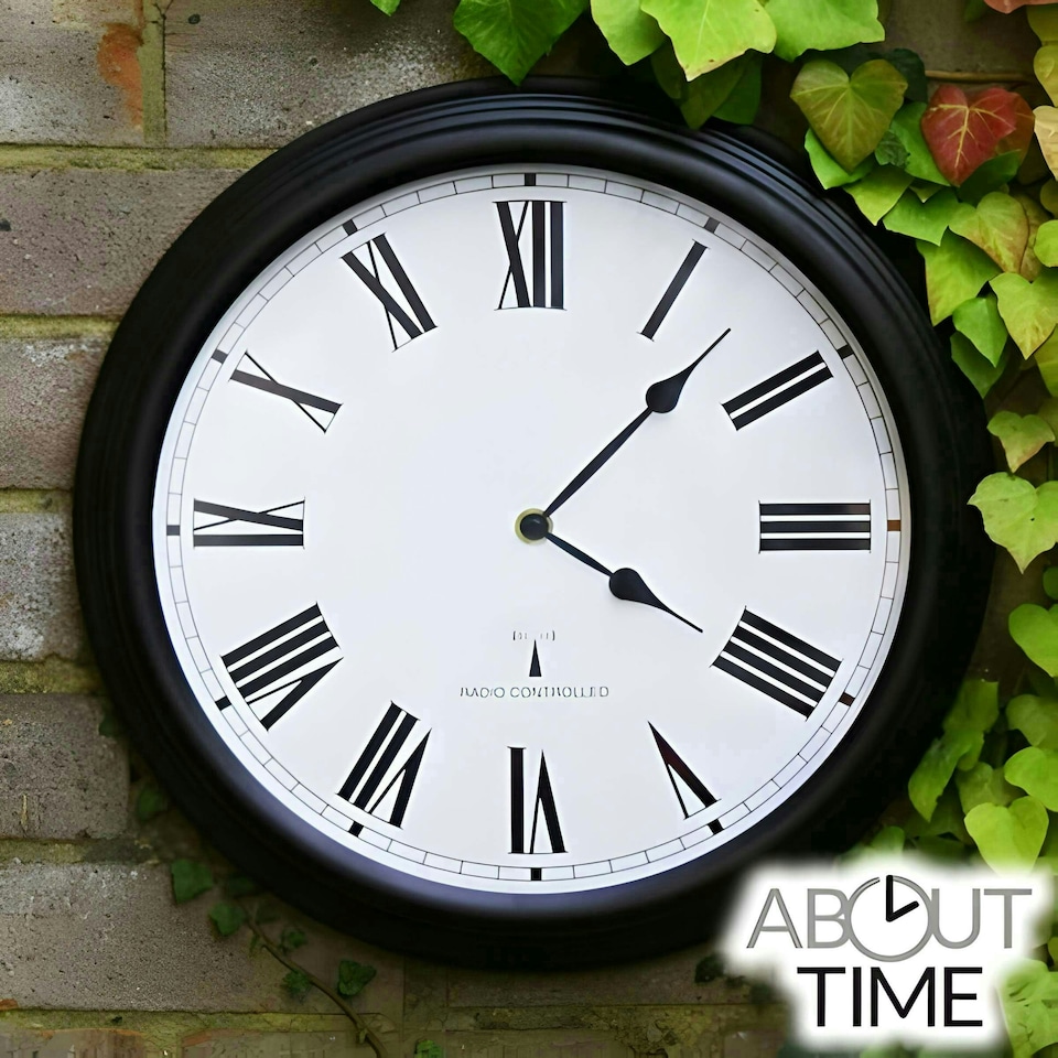 image 1 of Primrose Outdoor Garden Wall Clock Perfect Time Radio Controlled 38cm Diameter