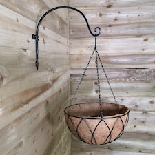 Tom Chambers Black Lattice Metal Garden Patio Flower Wall Hanging Basket with WaterSave Coco Fibre Liner 35cm - Without Bracket | Black | Black