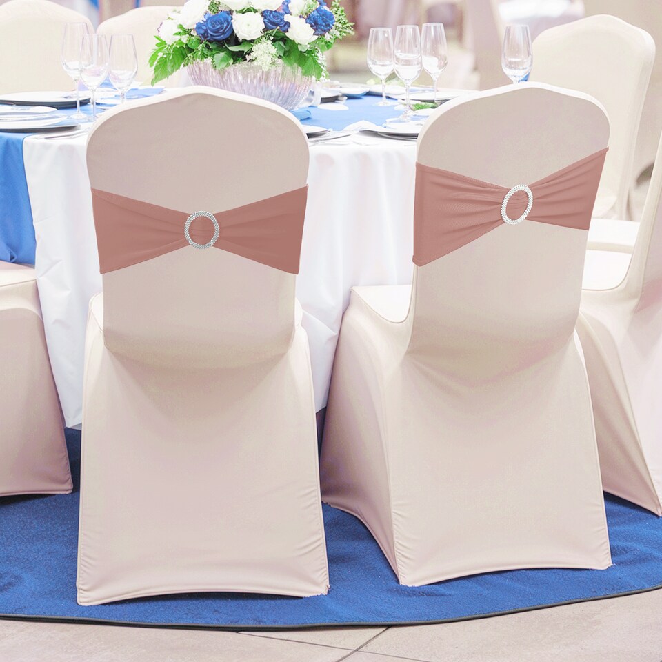 image 1 of 13"x5" Spandex Chair Bands with Slider Buckle, Elastic Chair Sash - 10pcs