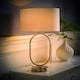 image 1 of ValueLights Antonia White Fabric Drum Lamp Shade Brushed Chrome Oval Table Lamp and LED Bulb Silver