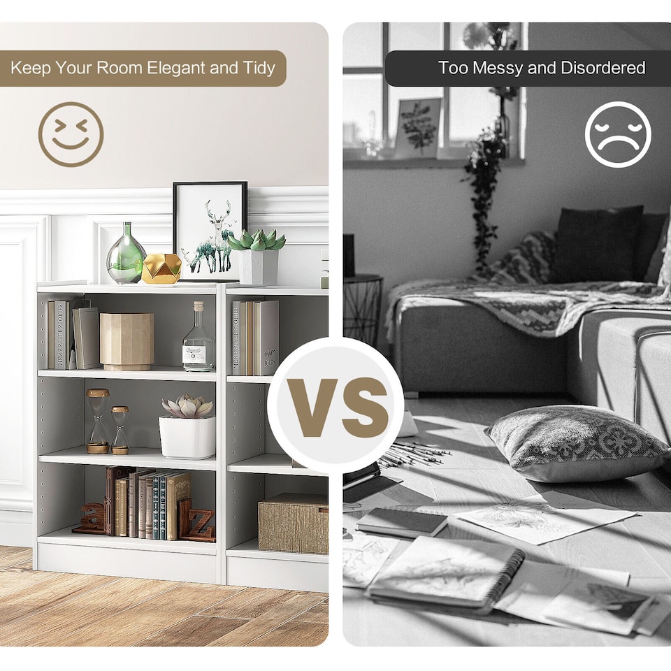 image 1 of COSTWAY 3 Tier Bookcase Floor Standing Open Bookshelf Bedroom Modern Display Cabinet