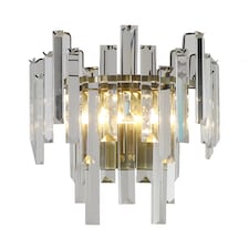 Pagazzi Onega Antique Brass & Glass Crystal Wall Light