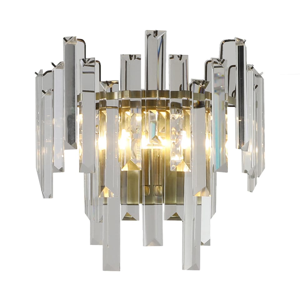 image 1 of Pagazzi Onega Antique Brass & Glass Crystal Wall Light