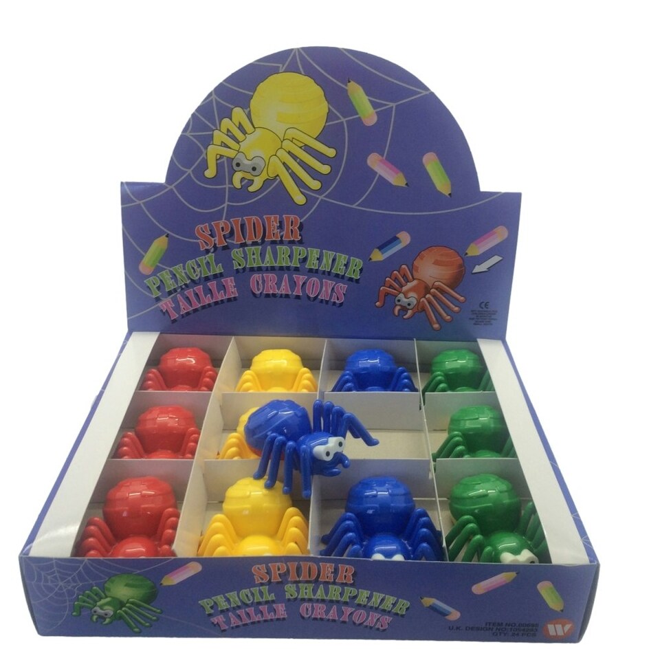 image 1 of Pack of 24 Spider Shaped Pencil Sharpeners