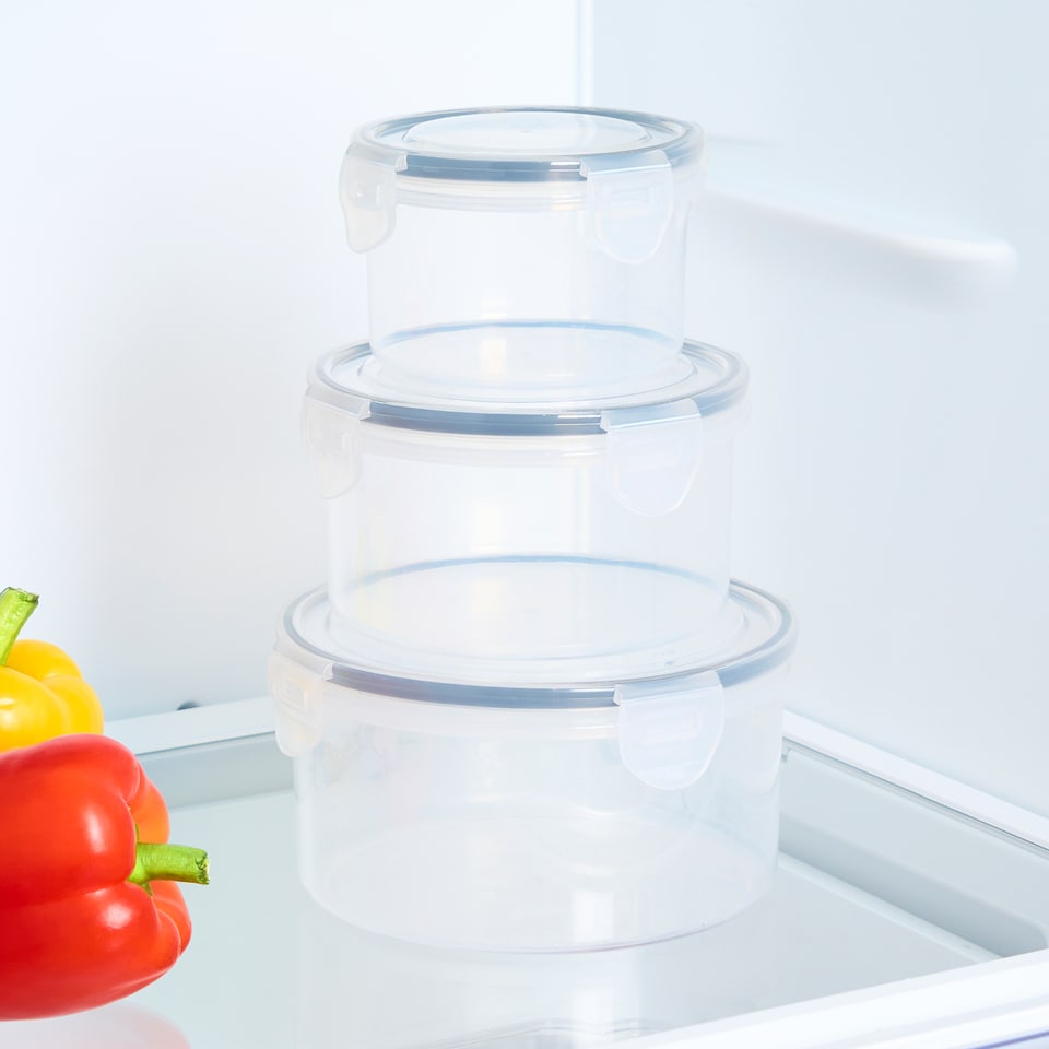 image 1 of OHS 3 Pack Plastic Food Storage Containers With Lids Lunchbox Set