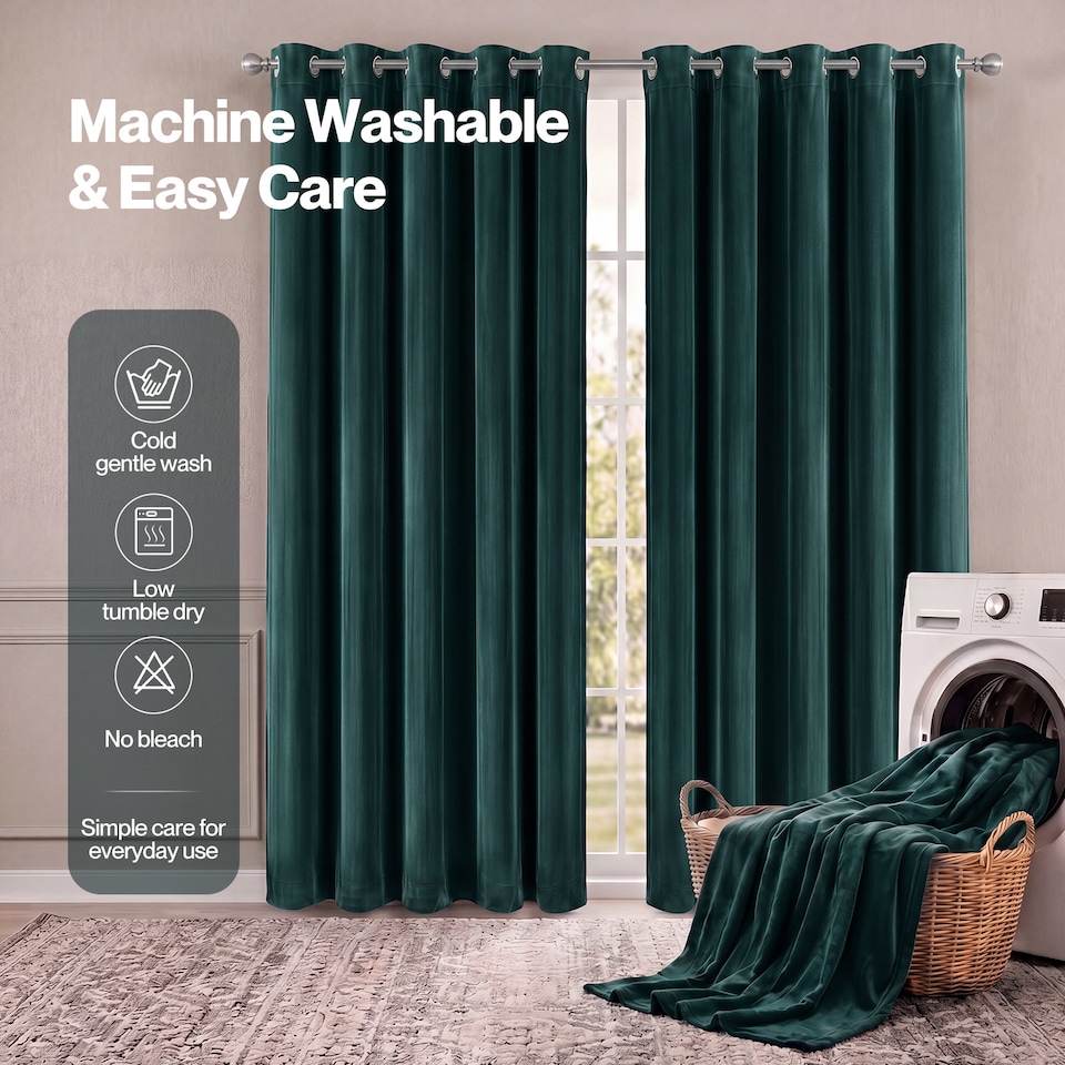 image 1 of Marlow Velvet Blackout Eyelet Curtains with Tie Backs for Home