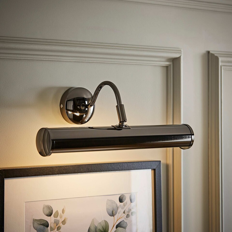 image 1 of ValueLights Gemini Pair Black Chrome Twin Picture Wall Lights | Black