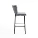 image 3 of Lily Velvet Bar Stool Padded Seat Metal Legs (Grey)