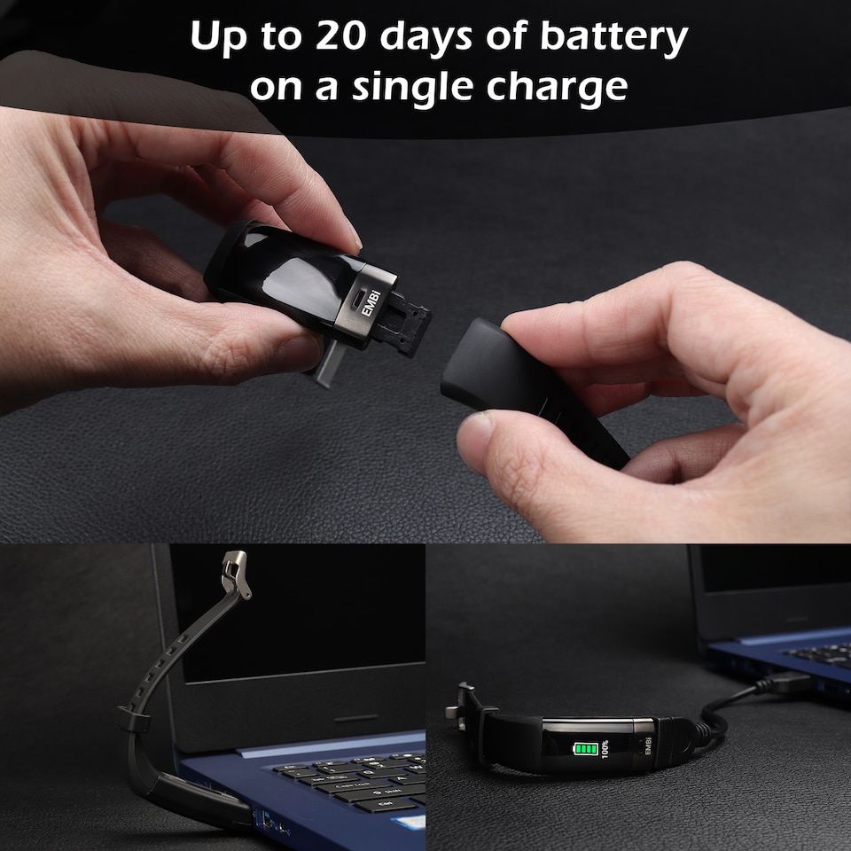 image 1 of Smart Fitness Tracker Watch for iPhone (iOS) Monitor Yourself or Family Heart Blood ECG - Audar EMBi