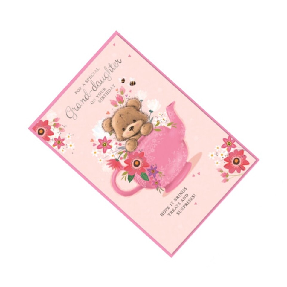image 1 of Simon Elvin For A Special Grand Daughter Teddy Bear Birthday Card (Pack of 6) - Pink/Brown - One Size White | One Size