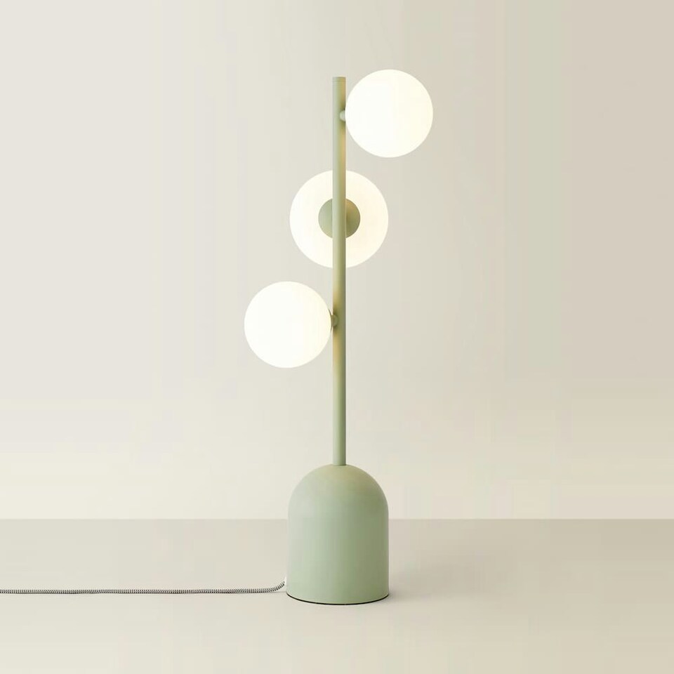 image 1 of ValueLights Marlow Sage Green Opaque Glass Globe 3 Way Table Lamp with LED Bulbs