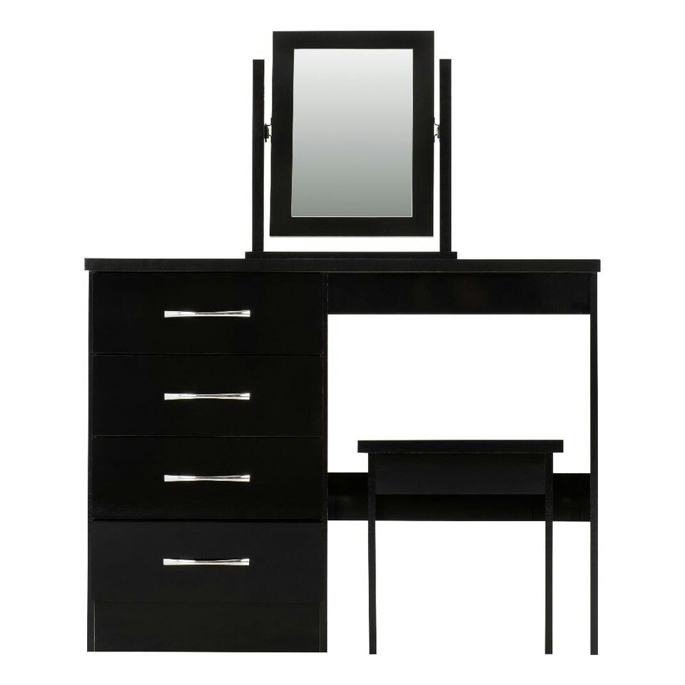 image 1 of Nevada 4 Drawer Dressing Table Set Black