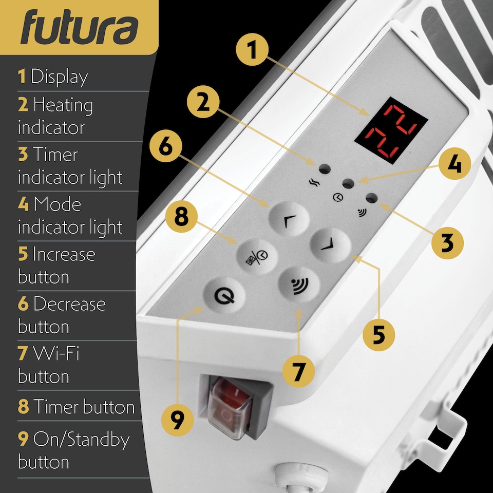 image 1 of Futura 1000W Smart Wifi Heater Electric Panel Wall Mounted White Glass Radiator | White | White | 1