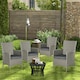 image 2 of Outsunny 4PC Outdoor Rattan Armchair Wicker Dining Chair Set for Garden Grey