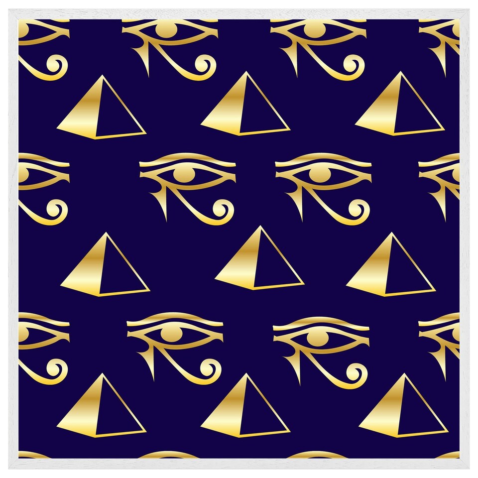 image 1 of Gold pyramid & eye of horus (Picture Frame) White | L