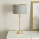 image 2 of ValueLights Maggie Gold Candlestick Table Lamp with Grey with Gold Inner Lamp Shade Gold
