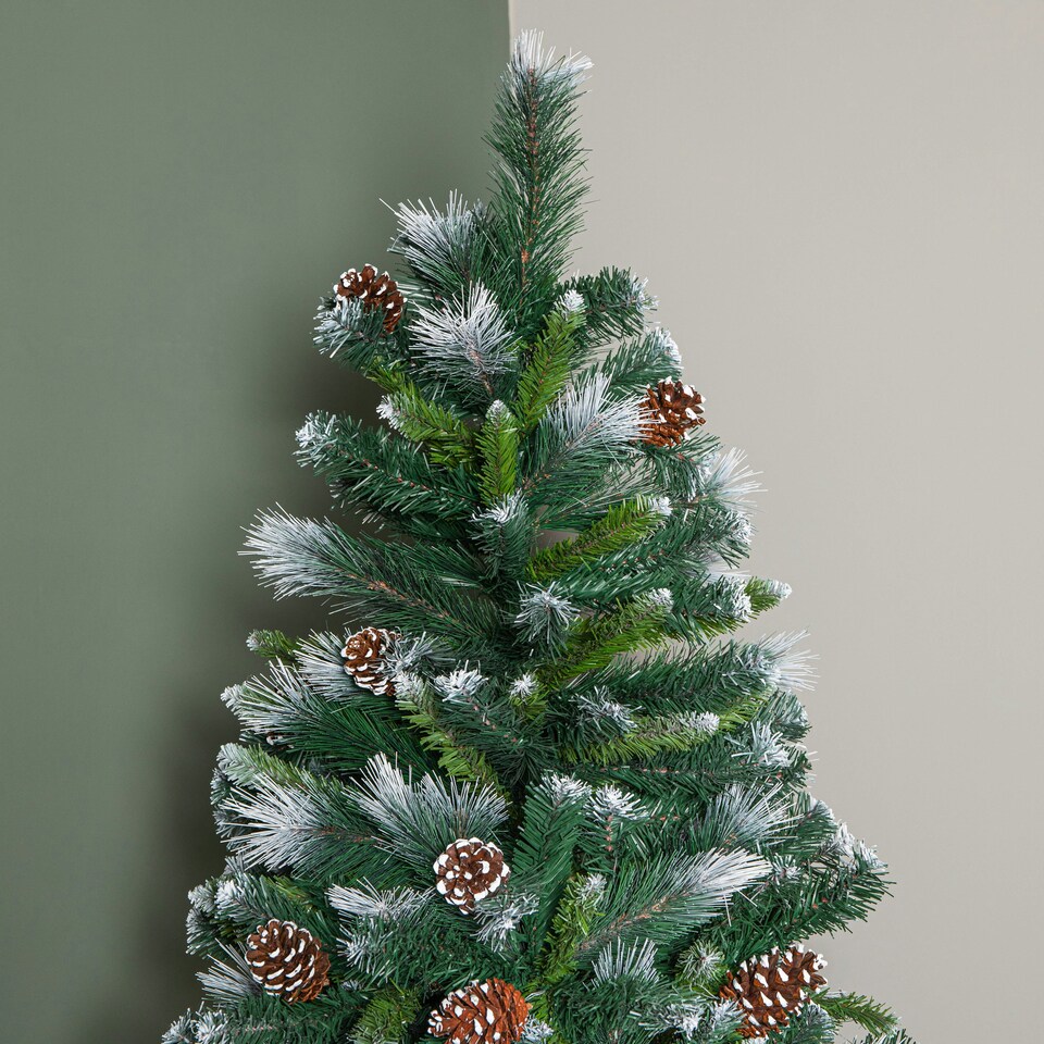 image 1 of 7ft (2.1m) Frosted Glacier Pine Snow Tipped Christmas Tree with Pinecones and 956 Tips
