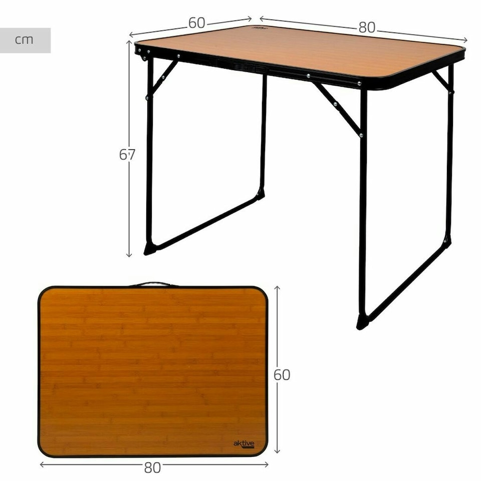 image 1 of Folding Table Aktive Camping Bamboo 80 x 60 x 67 cm