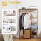 image 7 of HOMCOM Bamboo Clothes Rail Garment Rack with 6 Tier Storage Shelf Hanging Rod