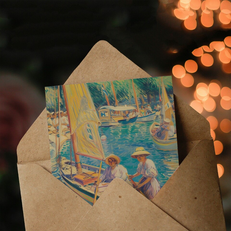 image 1 of Regatta Sailing Boat Ladies Oil Woman Her Birthday Card