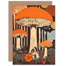 Giant Cep Mushroom Fungus Forest Surreal Fungi Landscape Greeting Card
