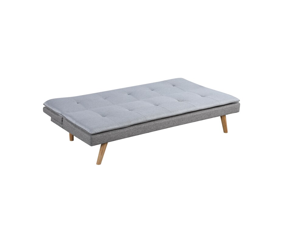 image 1 of Malmo 3-Seater Linen-Look Clic-Clack Sofa Bed with Wooden Legs - Grey | Grey | Grey | 1