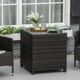 image 2 of Outsunny Side Table Furniture Tempered Glass Garden Patio Wicker Brown