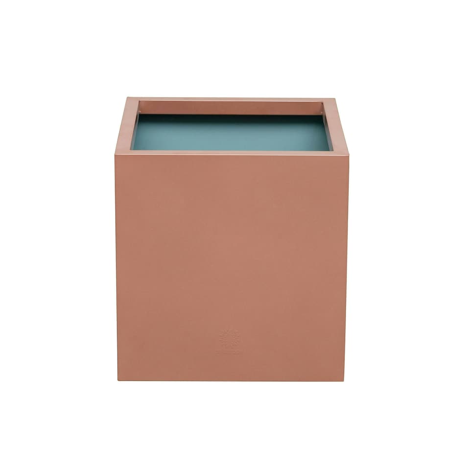 image 1 of Primrose Frost and Rust-Resistant Outdoor Zinc Square Cube Planter Copper 40cm