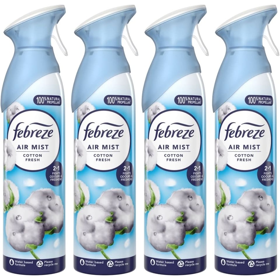 Febreze Cotton Fresh Air Freshener Spray 185ml 4 Pack