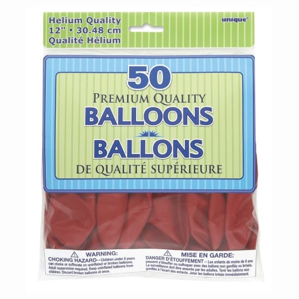 image 1 of Pack of 50 Cherry Red 12" Latex Balloons