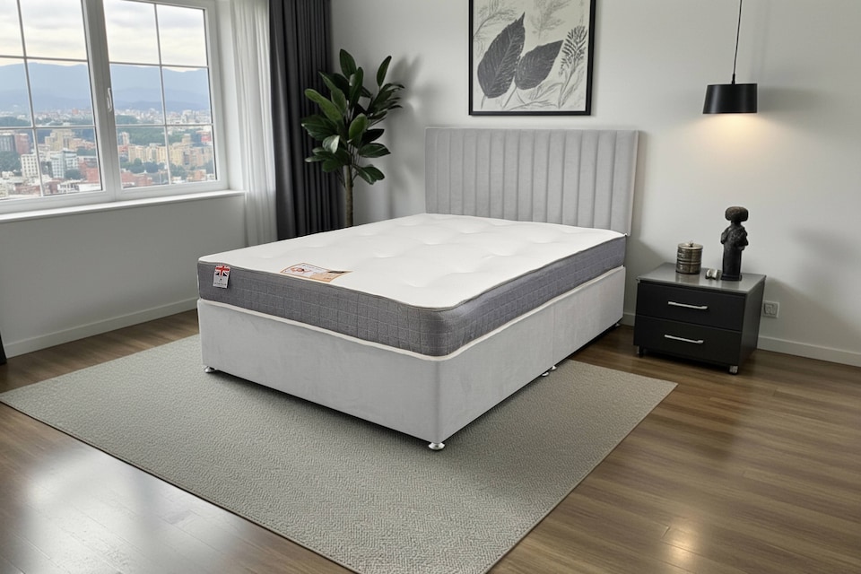image 1 of Emily Naples Divan Bed, 0 Drawers + Sprung Memory Mattress & Headboard