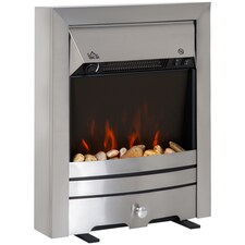 HOMCOM Electric Fireplace Stainless Steel 2KW Heater LED Fire Flame Silver | Brown