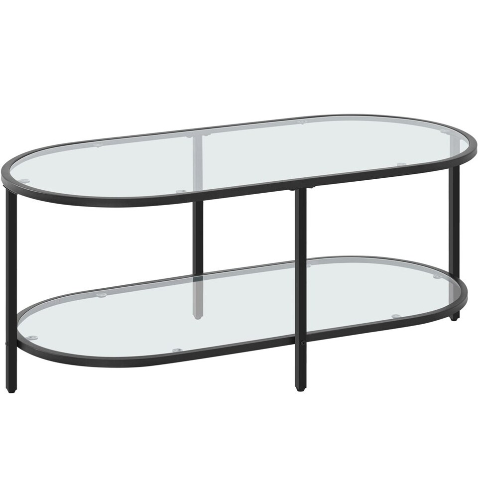 image 1 of Yaheetech Tempered Glass Oval Coffee Table