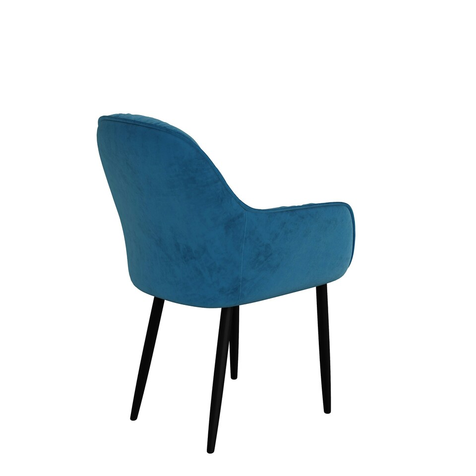 image 1 of Set Of 6 Anika Modern Velvet Dining Chair Padded Seat Metal Legs (Blue)
