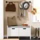 image 2 of SoBuy Shoe Storage Bench with Seat Cushion & Double Doors, White, 35.8x11.8x19.7 in, 12.8 kg - FSR63-II-W