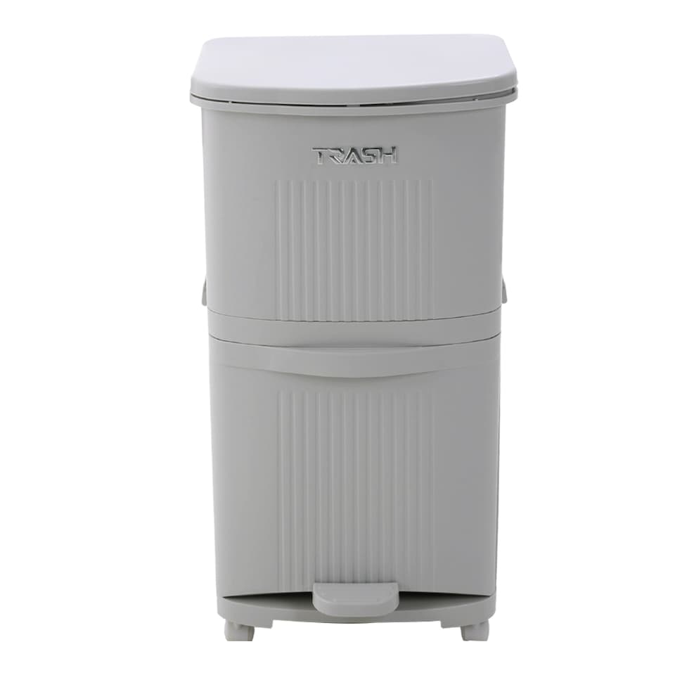 image 1 of Living and Home 36L 2-Tier Dry Wet Separation Trash Bin | Grey