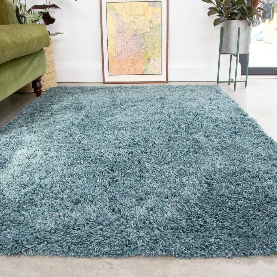 image 1 of KUKOON Ocean Blue Deep Pile Shaggy Living Room Area Rug 160cm x 230cm