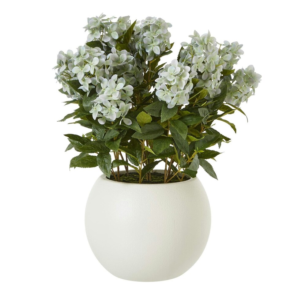image 1 of Hill Interiors Hydrangea Artificial Potted Plant - Green - 71cm x 55cm x 55cm