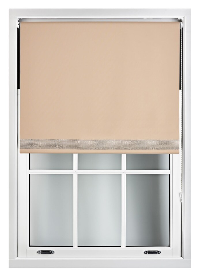 image 1 of FURNISHED Thermal Blackout Roller Blinds with Diamante Edge Made to Measure Window Shade | Brown | Cappuccino | (W) 210cm x (L) 165cm