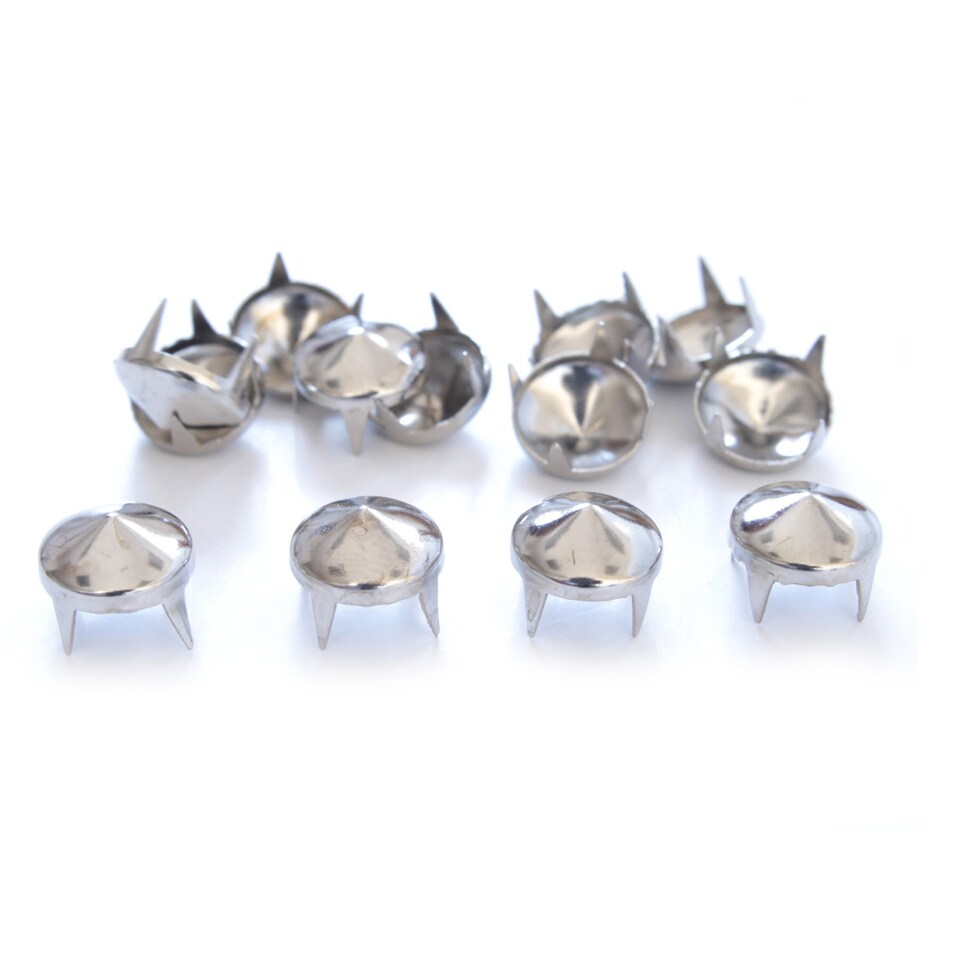 image 1 of 6.5mm Silver Low Cone Punk Studs Hand Pressed Leather Rivets