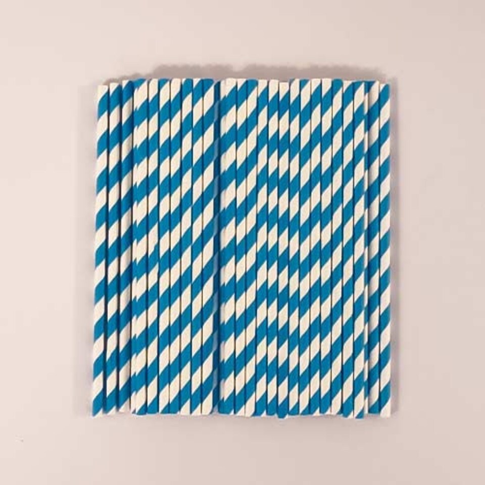 image 1 of Blue Biodegradable Paper Straws - Pack of 50
