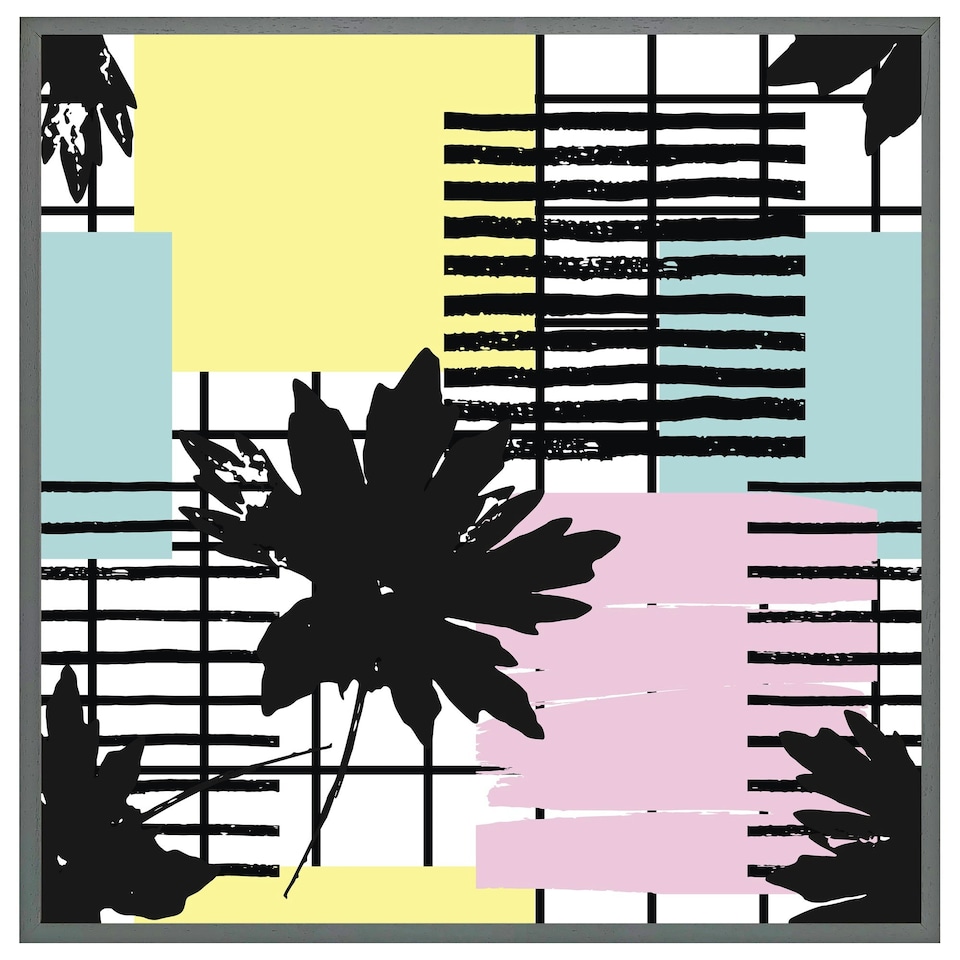 image 1 of Geometric shape & leaf print (Picture Frame) Grey | L