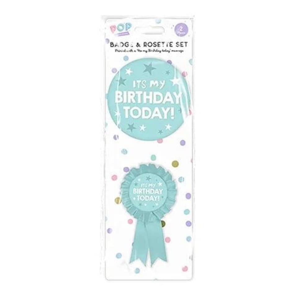 Pastel Green Happy Birthday Party Badge Set - Pack of 2