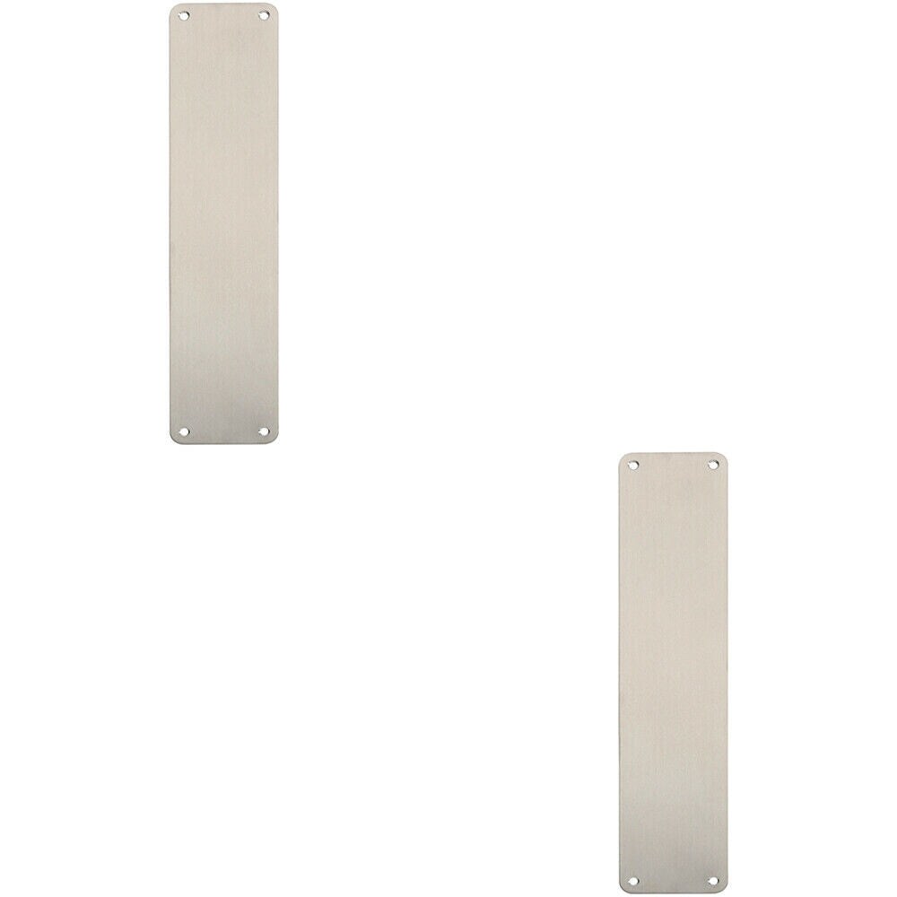 Loops 2x Plain Door Finger Plate 350 x 75mm Satin Stainless Steel Push Plate in Metallics
