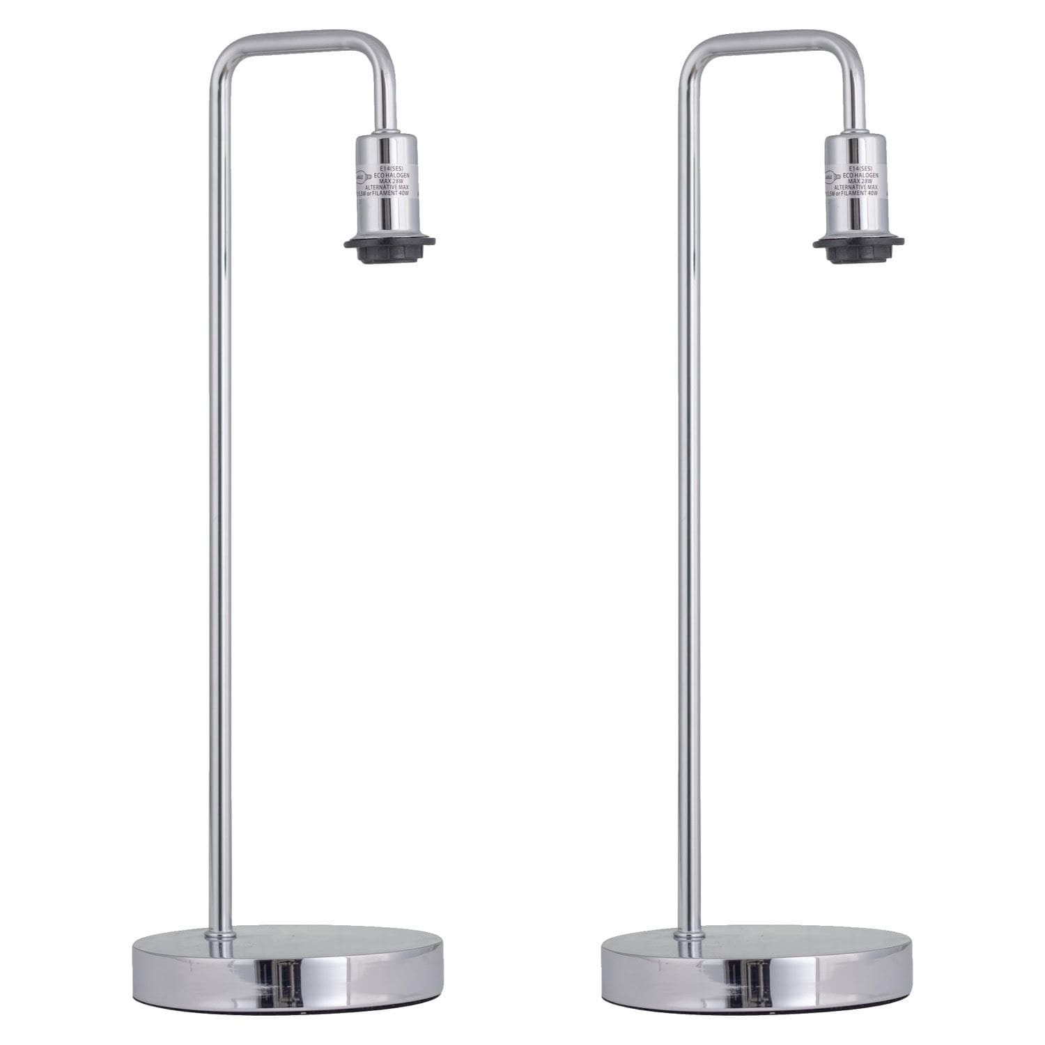 First Choice Lighting Set of 2 Chrome Arched Table Lamps Base Only in Silver