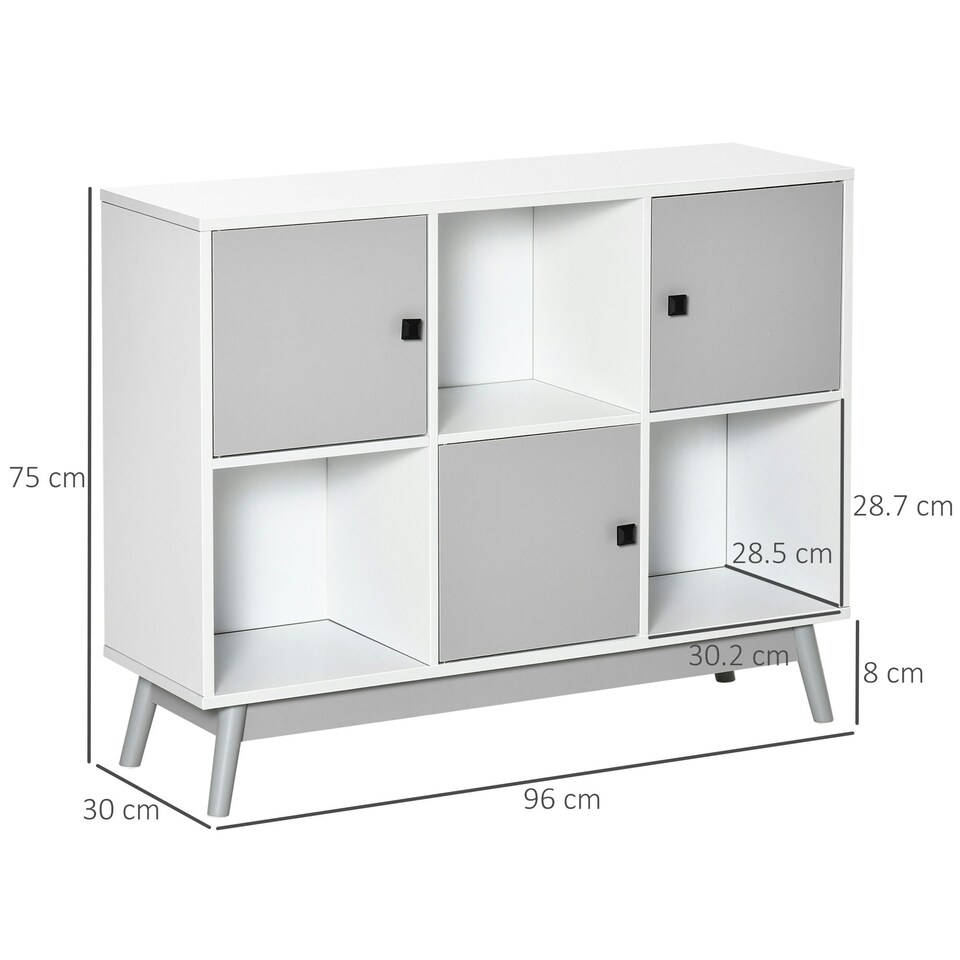 image 1 of HOMCOM Bookcase, Display Cabinet with 6 Storage Cubes for Study Grey