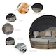 image 6 of Outsunny 5 PCs Cushioned Outdoor Plastic Rattan Round Sofa Bed Table Set Grey