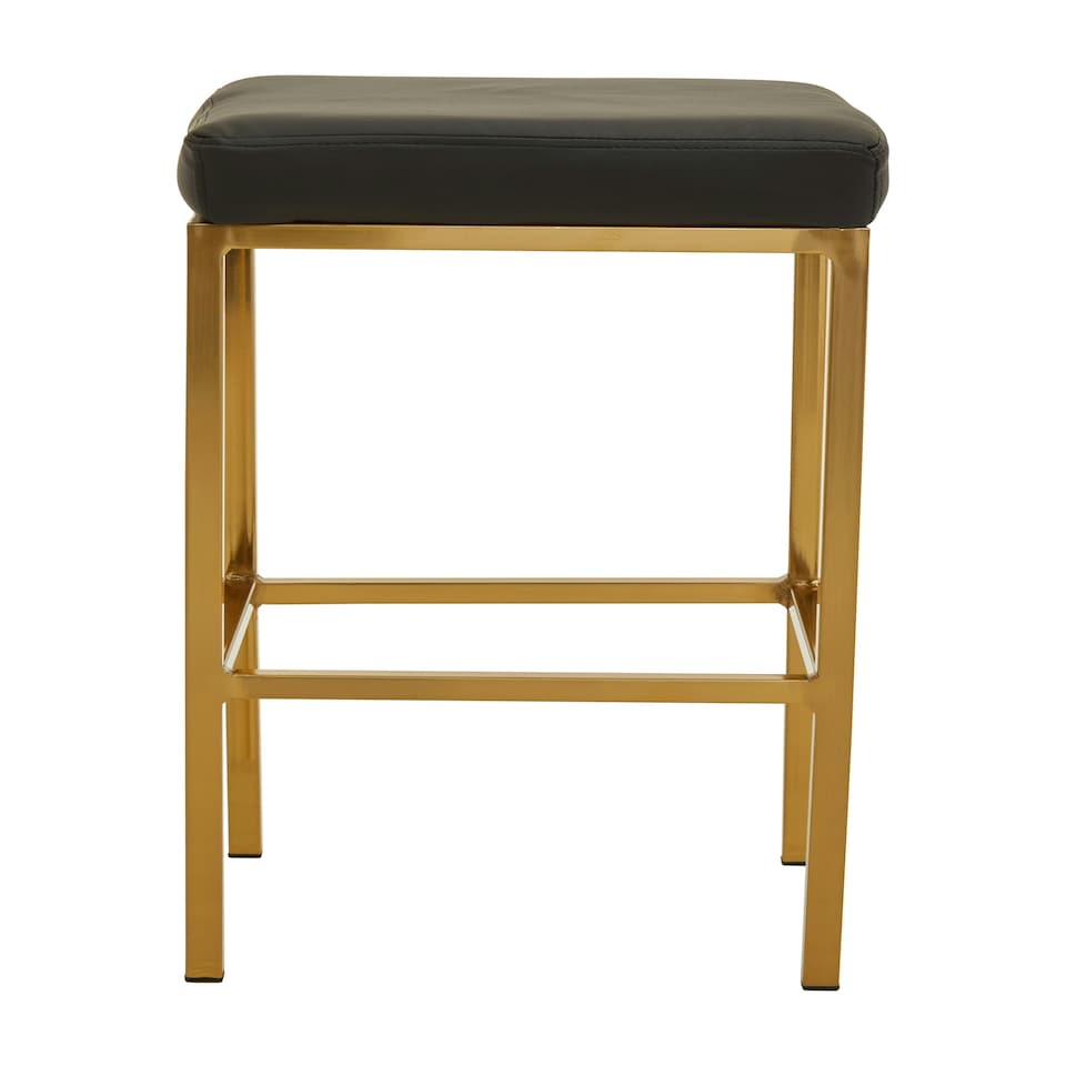 image 1 of Interiors by Premier Baina Black Pu And Gold Finish Bar Stool