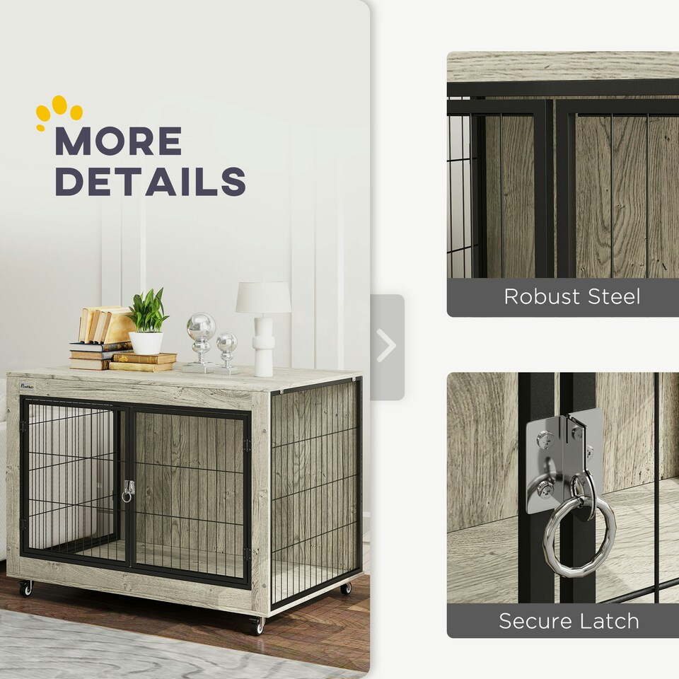 image 1 of PawHut Dog Crate Furniture on Wheels, for Large Dogs